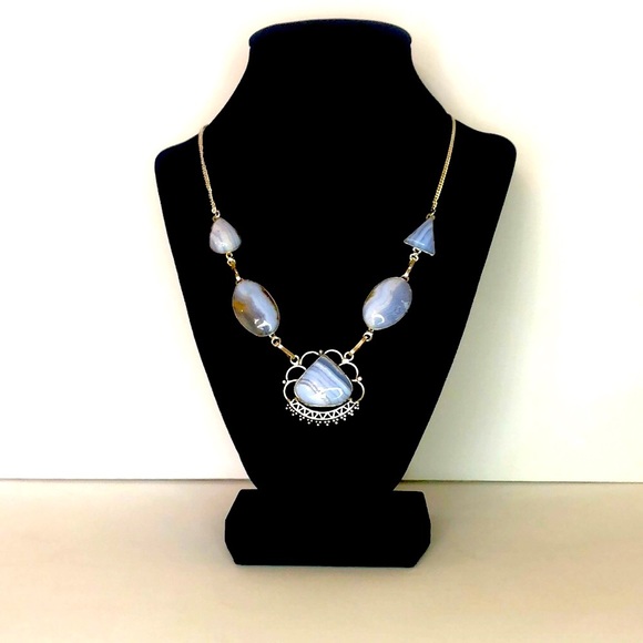 Sterling Silver 925 Lace Agate Gemstone Necklace - Picture 12 of 12